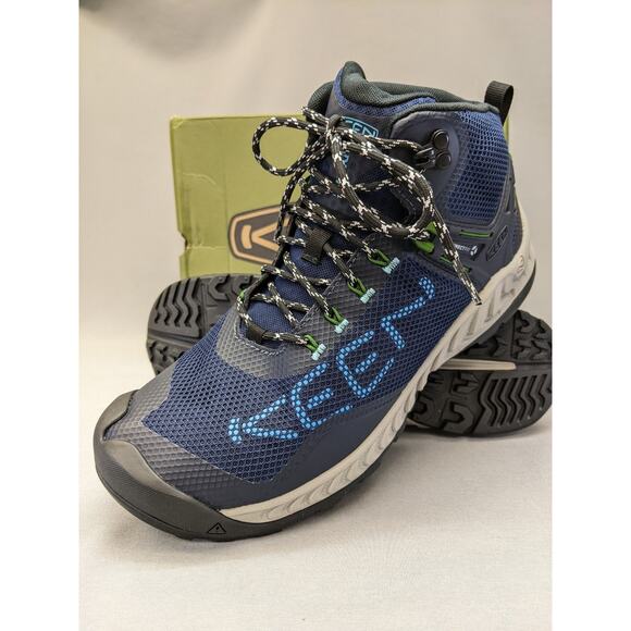 Keen Men's NXIS Evo Mid WP Height Waterproof Hiking Shoe Navy Size 8 - Picture 2 of 12